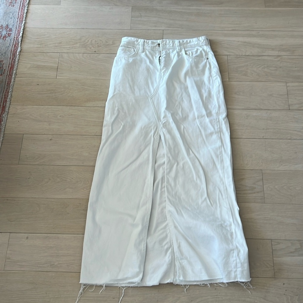 Zara White Denim Maxi Skirt